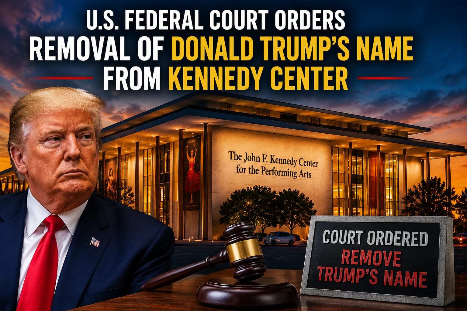 Donald Trump Kennedy center lefgal controversy news image