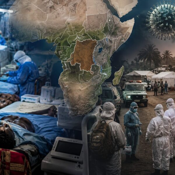 Global health emergency response with medical team sin protective equipment