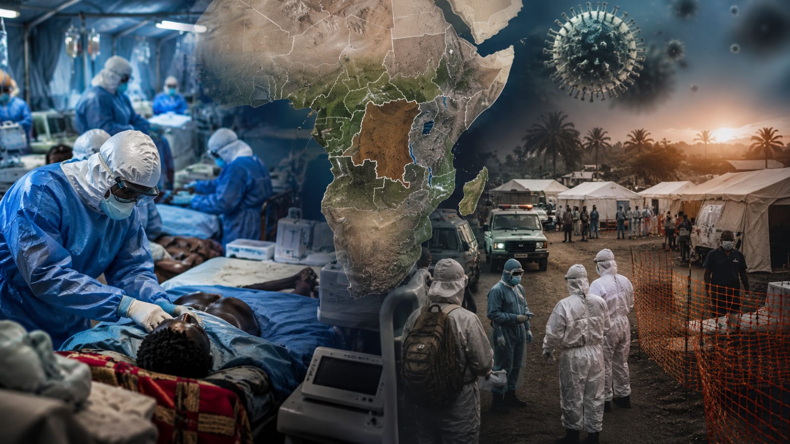 Global health emergency response with medical team sin protective equipment