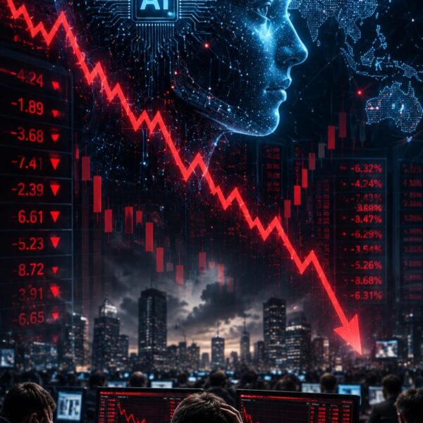 AI market crash causing aa global technology stock sell-off with falling stock charts