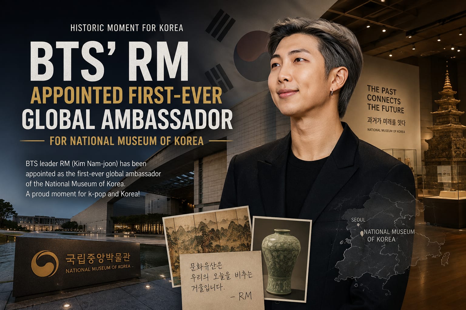 BTS RM at the National Museum of Korea after being appointed global ambassador