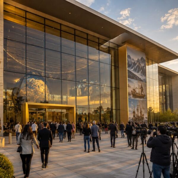 National Geographic Museum of Exploration opening in Washington DC with modern architecture and visitors.